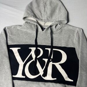 Young & Reckless Mens Gray Black Colorblock Logo Pullover Hoodie Size Medium